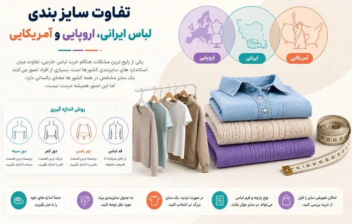تفاوت سایز بندی لباس ایرانی، اروپایی و آمریکایی